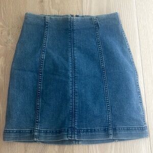 Free People Pencil Denim Jean Skirt Zip Womens 0